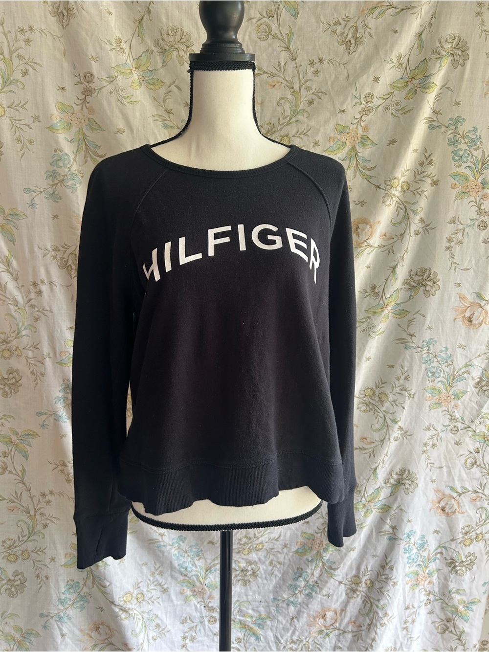 Tommy Hilfiger Black Crewneck with White Logo